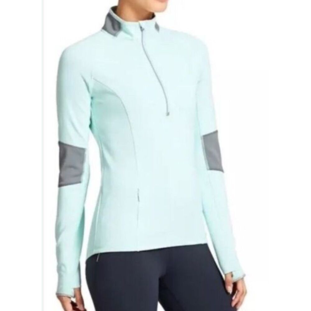 Athleta Activewear Lunar 1/2 zip pullover - light teal - M